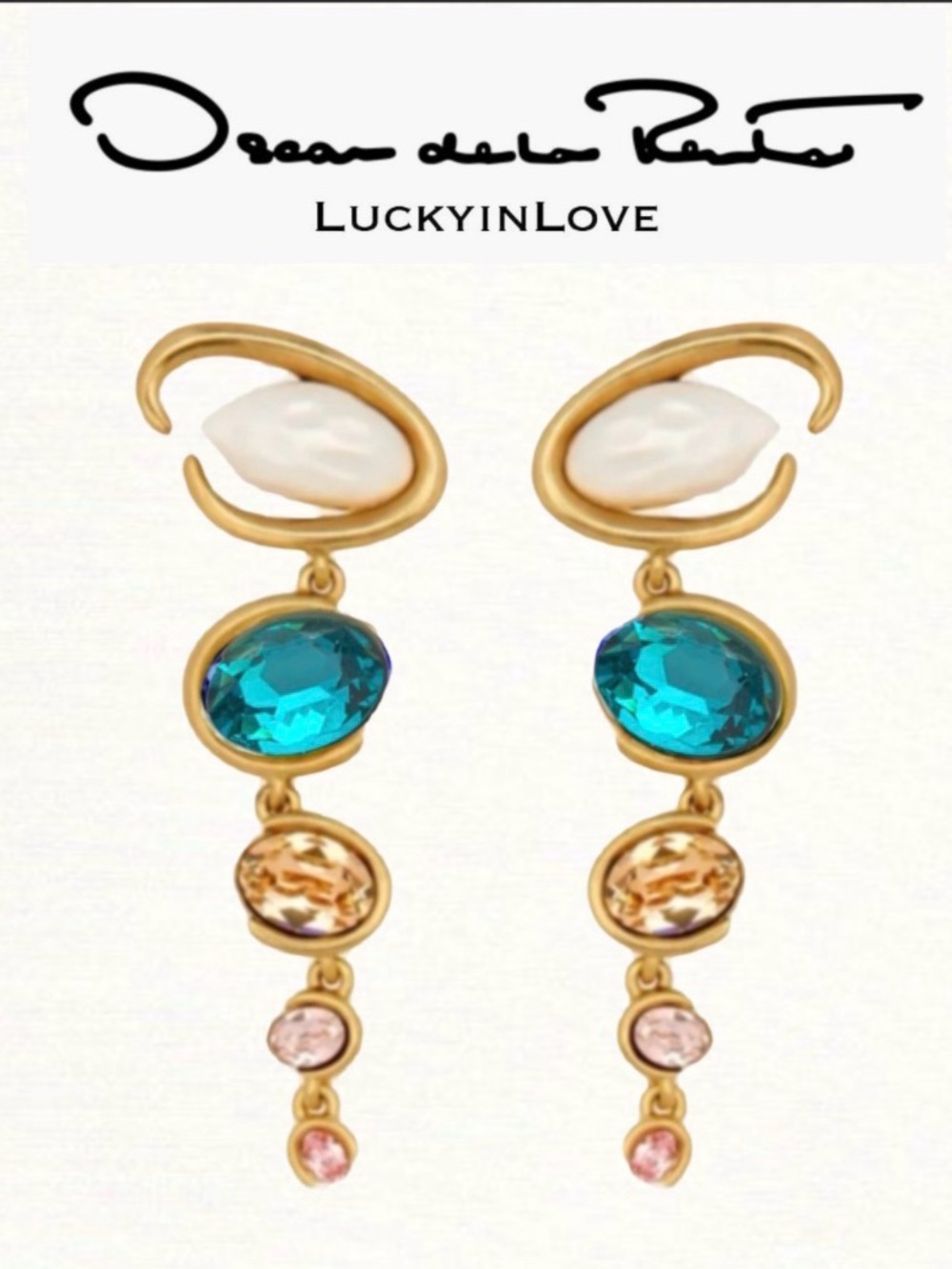 OSCAR DE LA RENTA Bahamian blue Multi
O-Shape Baroque Pearly Earrings